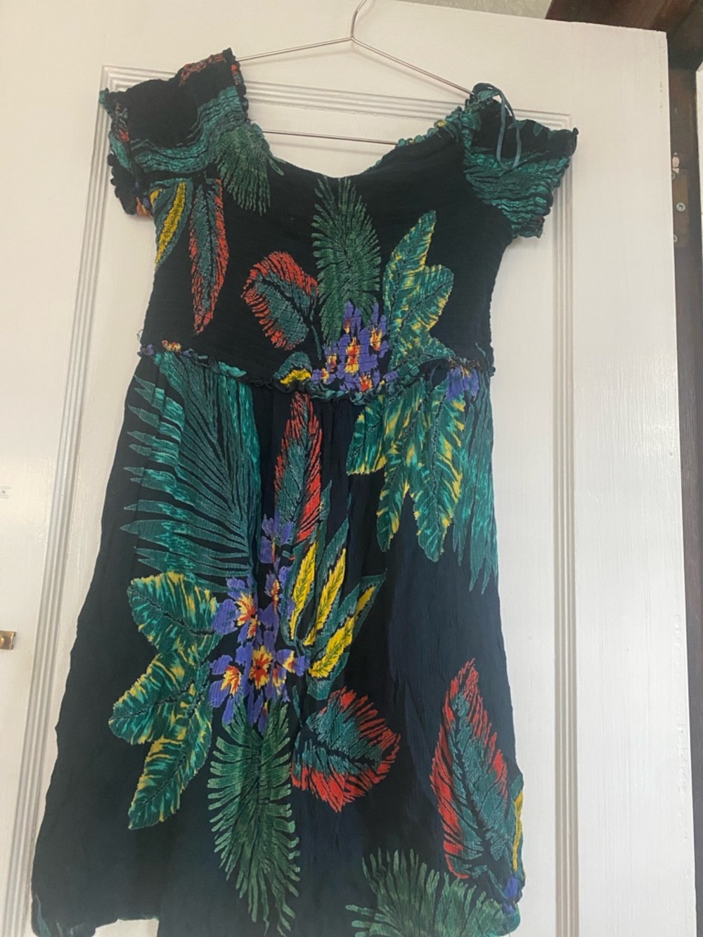 Patrons of Peace Medium Tropical  Smocked Stretch Dress/Top 13"W x 18"L - Picture 3 of 8